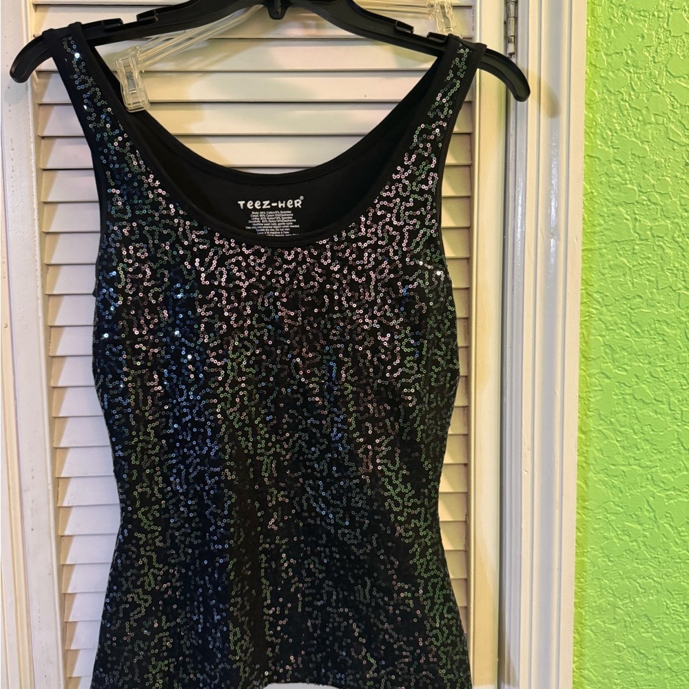 Teez-Her Black Sequin Tank Top